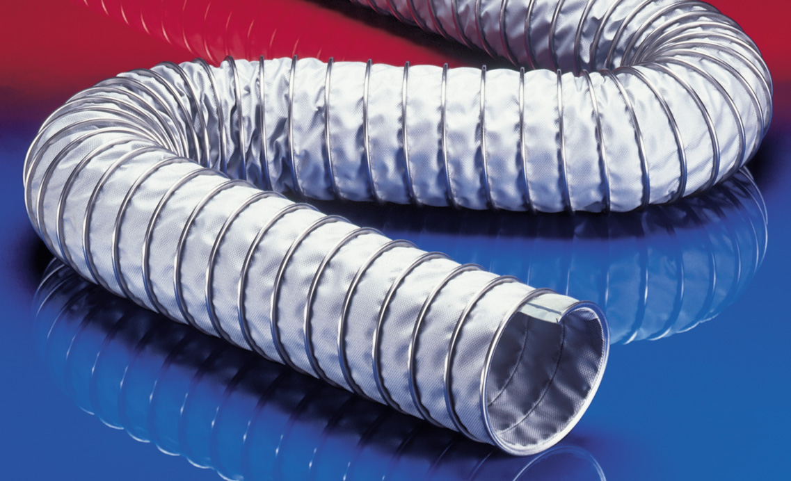 Norres 481-0075-0000-6 Hochtemperaturschlauch, Klemmprofilschlauch, doppellagig (bis +700°C), Innen-Ø 75-76 mm, Aussen-Ø 89 mm, Biegeradius 43 mm - Norres 481 - CP HiTex 481
