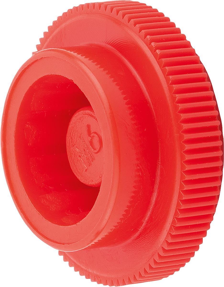 Kipp K0680.0616 RÄNDELKNOPF ROT, FÜR SCHRAUBEN MIT INNENSECHSKANT - K0680-0616 RAENDELKNOPF ROT - FUER SCHRAUBEN MIT INNENSECHSKANT