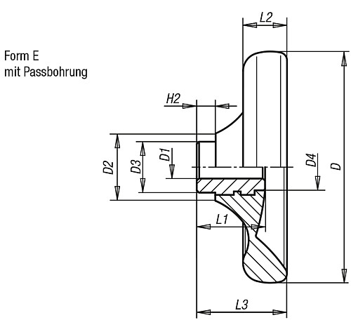 Norelem 06288-1100X10 SCHEIBENHANDRAD OHNE GRIFF, FORM E, D=100, D1=10 - Norelem 06288-E Scheibenhandraeder ohne Griff - Buchse Stahl - Form E