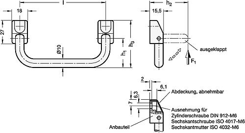 Ganter 425.5-100-CR KLAPPGRIFF, VERCHROMT - GN 425-5 Klappgriffe - Stahl-Skizze