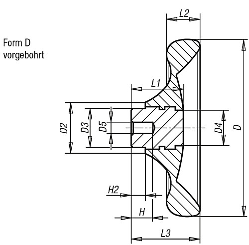 Norelem 06288-2100X06 SCHEIBENHANDRAD OHNE GRIFF    EDELSTAHL, FORM D, D=100, D5=6 - Norelem 06288-D Scheibenhandraeder ohne Griff - Buchse Edelstahl - Form D
