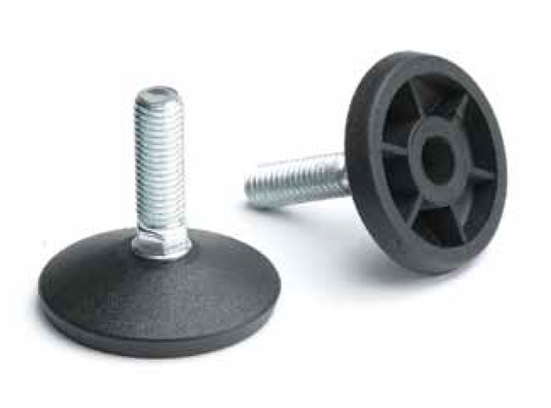 Leschhorn P201 Stellfüße  D 49; H 13; Gewinde d1 M12; Kunststoff PA, schwarz, - Boteco P201 Stellfuesse