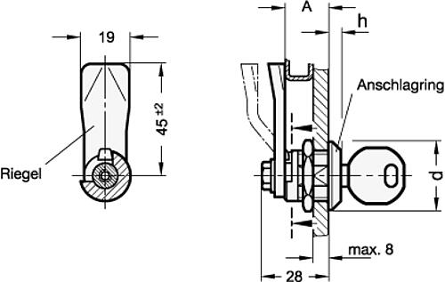 Ganter 115-SC-10-NI Edelstahl Verriegelungen, abschließbar - GN 115 Edelstahl Verriegelungen - abschliessbar-Abbildung