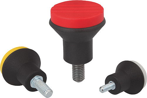 Norelem 06242-0045X10 NOVO.GRIP PILZKNOPF GR.1  M4X10    EDELSTAHL, DECKEL LICHTGRAU - Norelem 06242 Pilzknoepfe mit Aussengewinde