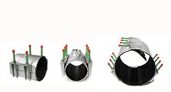 Leschhorn LS1-209-220-400-Viton-V4A Edelstahl-Reparaturschellen einteilig, Spannbereich 209-220, BL 400 Dichtung: Viton, Material: 1.4401 (V4A, AISI 316), PN 16 bar Wasser, PN 4 bar Gas - LS1 Viton V4A