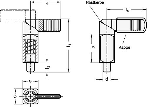 Ganter 612.3-10-16-A-NI Edelstahl Rastriegel zum Anschweißen - GN 612-3 Edelstahl Rastriegel zum Anschweissen-Abbildung