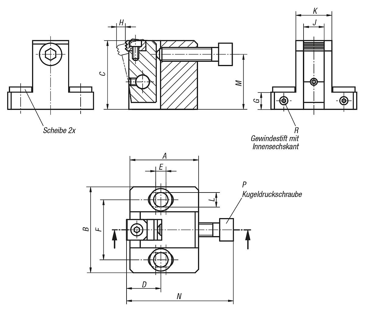 Norelem 04575-080400 NIEDERZUGSPANNER M8 - NLM 04575 Niederzugspanner - Massblatt