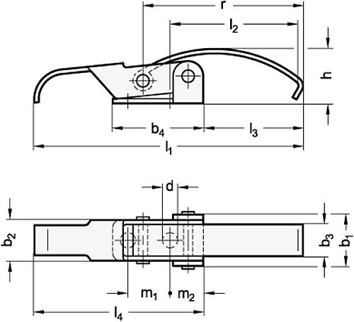 Ganter 833-50-NI EDELSTAHL SPANNVERSCHLUSS - GN 833 Spannverschluesse - Stahl - Edelstahl-Skizze