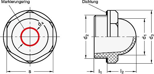 Ganter 546.1-31-G1 ELESA OELSCHAUGLAS MIT MARKIERUNGSRING - GN 546-1 Oelschauglaeser mit Markierungsring-Skizze