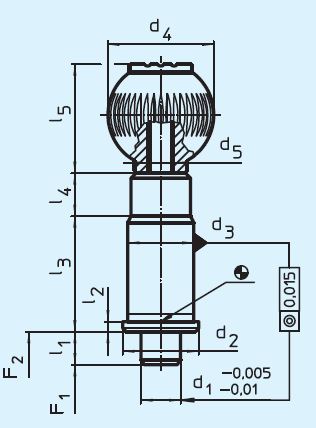 Halder 22130.0012 Präzisionsrastbolzen  mit zylindrischer Aufnahme Ø 12, ohne Arretierung - EH 22130 Praezisionsrastbolzen mit zylindrischer Aufnahme