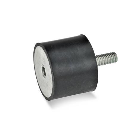 Ganter 351-40-30-M8-ES-40 GUMMIPUFFER MIT INNENGEWINDE / SCHRAUBE, HÄRTE 40 - GN 351-40-30-M8-ES-40 GUMMIPUFFER MIT INNENGEWINDE / SCHRAUBE, HÄRTE 40