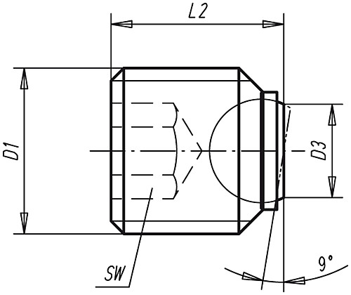 Norelem 07109-1416 KUGELDRUCKSCHRAUBE, KURZE AUSFÜHR., OHNE KOPF, D1=M14, L2=16 - Norelem 07109 Kugeldruckschrauben ohne Kopf kurze Ausfuehrung