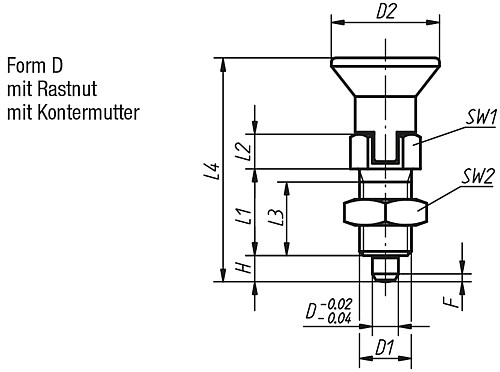 Norelem 03089-004903 ARRETIERBOLZEN GR.9 FORM D    EDELSTAHL, ARRETIERSTIFT GEH R - Norelem 03089-D Arretierbolzen Edelstahl Form D
