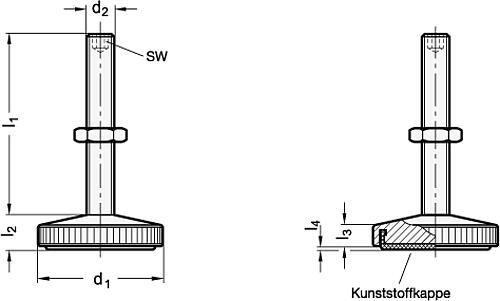 Ganter 339-29-M6-30-KS-NI Edelstahl Stellfüße - GN 339 Edelstahl Stellfuesse-Abbildung