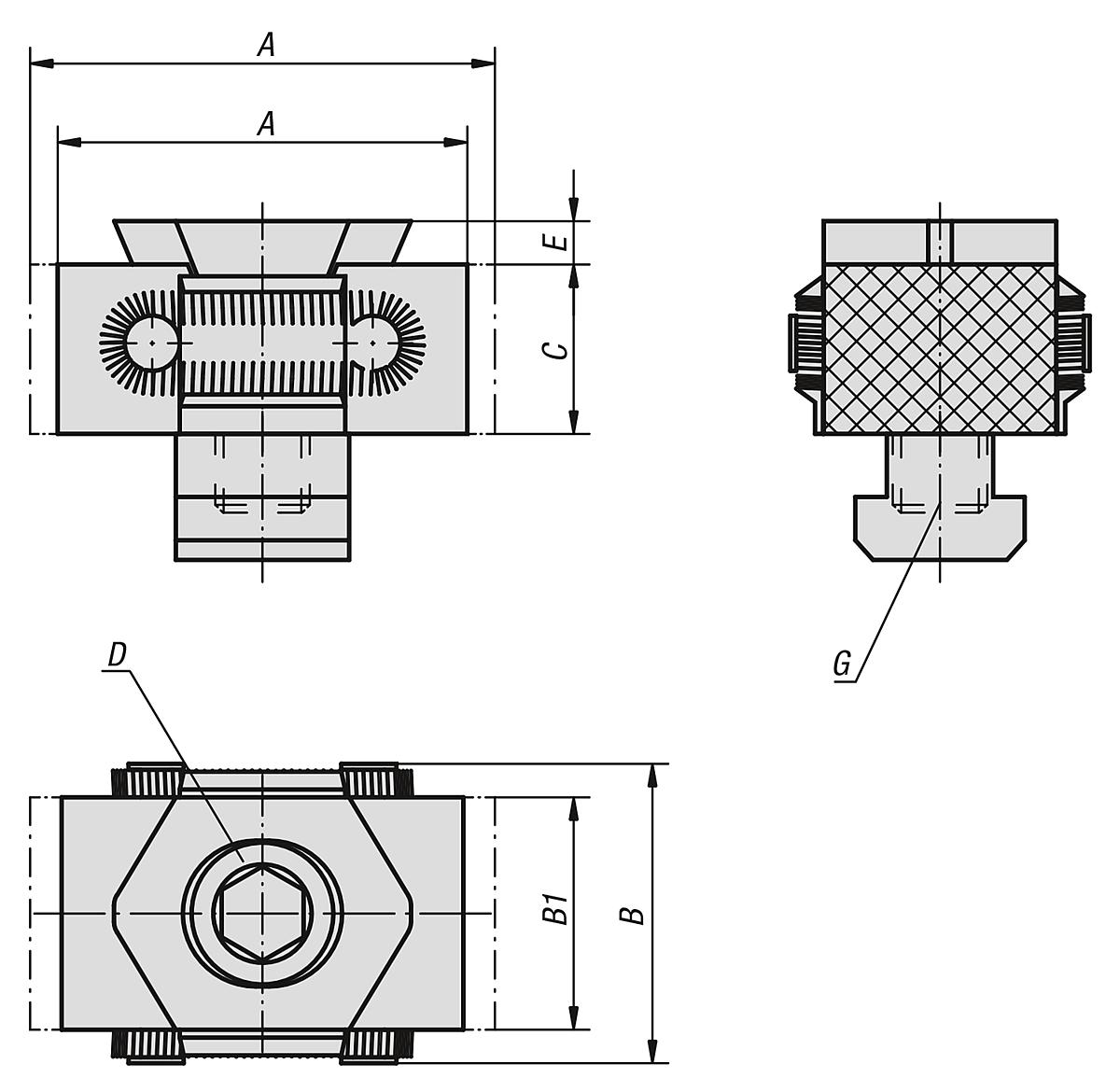 Norelem 04526-12 KEILSPANNSEGMENT FORM A+L, MIT ZYLINDERSCHRAUBE M12X40 - NLM 04526 Keil Spannsegmente  Form A-L-Laengenzugabe fuer kundenspezifische Formen -Massblatt