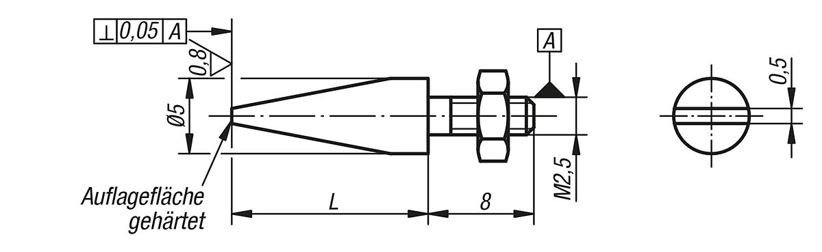 Norelem 33044-025280 MESSEINSATZ KEILFÖRMIG - NLM 33044 Messeinsaetze keilfoermig - Massblatt