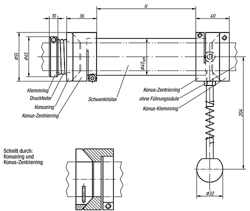 Norelem 33115-200 SCHWENKSYSTEM  H=200 - Norelem 33115 Schwenksysteme