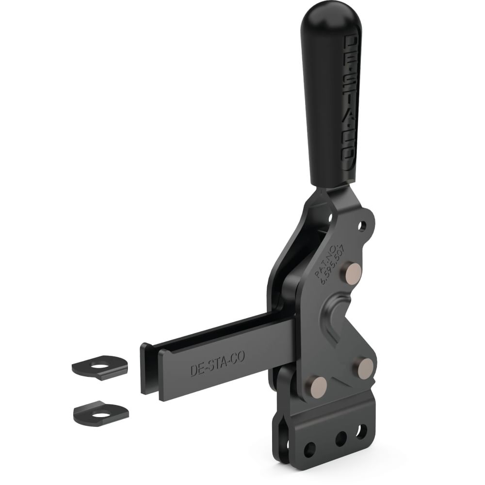 DESTACO 2007-UB-LS-BLK Vertikal-Kniehebelspanner Haltekraft 4500 N, Öffnungswinkel 80° - DESTACO-2007-UB-LS-BLK-Vertikal-Kniehebelspanner-U-Spannarm-Fuss-gerade-ohne-Andruckspindel-schwarz