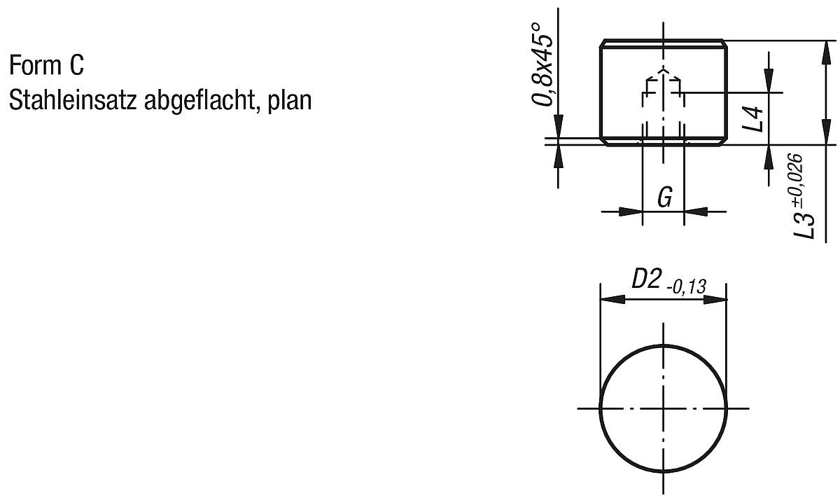 Norelem 07113-20108 GRIPPER RUND FORM C, D2=20, L3=10 - NLM 07113-C Einsaetze rund Form C - Massblatt