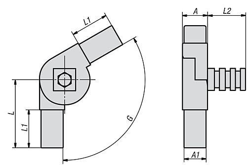 Kipp K0626.1251511 STECKVERBINDER, GELENK MIT ABGANG - KIPP K0626 Steckverbinder Gelenk mit einem Abgang
