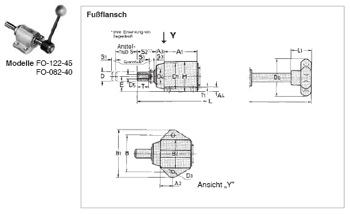 DESTACO FO-121-45 Schubstangenspanner RAKO Haltekraft 1500N - 18000N, Innengewinde M6 - M8 - FO Schubstangenspanner RAKO