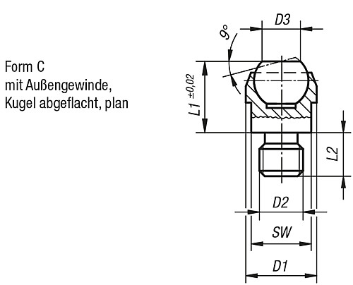 Kipp K0282.116 PENDELAUFLAGE FORM C  M16 - KIPP K0282-C Pendelauflagen Form C