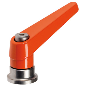 Halder 24420.1210 Verstellbarer Klemmhebel mit Axiallager aus rostfreiem Stahl mit Innengewinde Ø 25 x M 10, orange - Verstellbare Klemmhebel Verstellbare Klemmhebel mit Axiallager aus rostfreiem Stahl