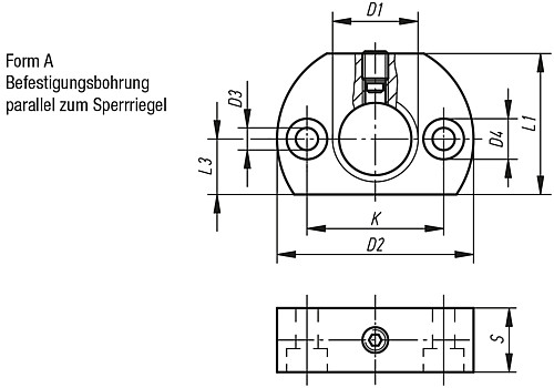 Kipp K0638.112 HALTESTÜCK FÜR SPERRRIEGEL FORM A, M12 - KIPP K0638-A Haltestuecke Form A