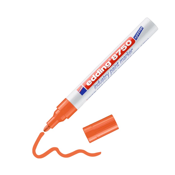 edding 4-8750002 edding® Lackmarker, Strichbreite 2-4 mm, wasserfest, Rundspitze, gelb - edding 8750 Industrie Lackmarker - Rundspitze 2-4 mm - orange