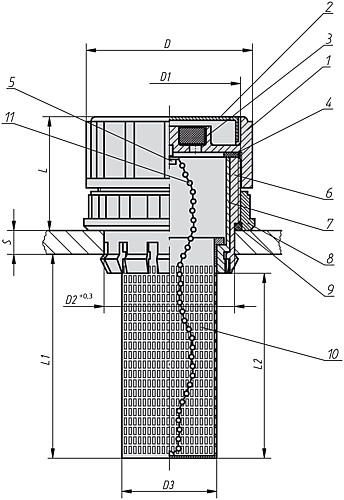 Kipp K0470.706020 EINFÜLLSTUTZEN, D=70, D1= M60X2 - KIPP K0470 Einfuellstutzen