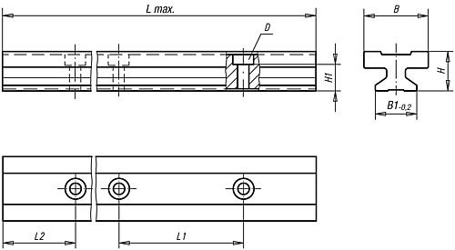 Norelem 21200-1530X3960 FÜHRUNGSSCHIENE DRY LIN® T, L=3960 MM, L2=30 MM ACHTUNG!! ÜBERLÄNGE, SPEDITION!! - Norelem 21200 Fuehrungsschienen DryLin T
