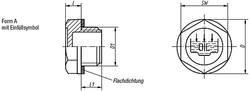 Kipp K0454.119014 SECHSKANT VERSCHLUSSSCHRAUBEN, D=19,5, D1=G 1/4, FORM A - KIPP K0454-A Sechskant Verschlussschrauben Form A