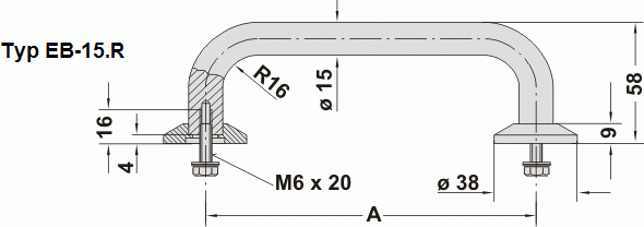 Leschhorn EB-15.R250.33   Rund-Edelstahl Bügelgriffe Ø 15 mm rückseitiges Anschrauben  A 250,   mattglänzend gebürstet - Leschhorn EB Edelstahl Buegelgriffe