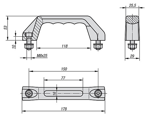 Kipp K0171.515008 BÜGELGRIFF MIT SOFT INNENFL CHE, - KIPP K0171 Buegelgriffe mit Soft Innenflaeche