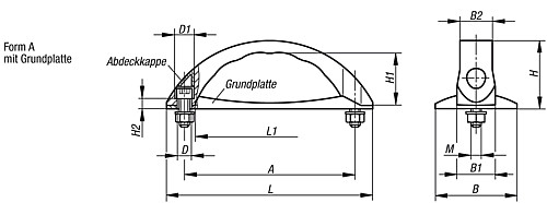 Kipp K0193.110006 BOGENGRIFF A=100, FORM A, OHNE ABDECKKAPPEN - KIPP K0193-A Bogengriffe - Form A