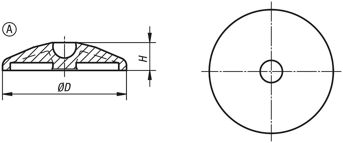 Kipp K0415.1045 TELLER F. GELENKFU? FORM A, - K0415-A Teller fuer Gelenkfuesse aus Kunststoff - Form A - Massblatt