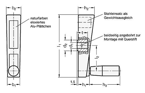 Ganter 510-110-B12 ELESA HANDKURBEL - GN 510 Handkurbeln - Kunststoff-Skizze