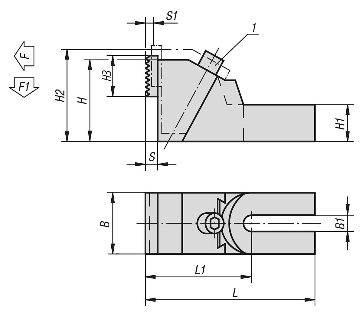 Kipp K0891.19 STABILSPANNBACKE B1=19, - K0891 Stabilspannbacken - Massblatt