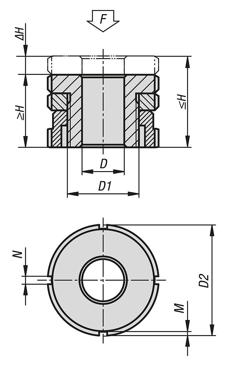 Norelem 27703-0924 NIVEAU AUSGLEICHSELEMENT MIT KONTERMUTTER - NLM 27703 Niveau Ausgleichselemente mit Kontermutter - Massblatt