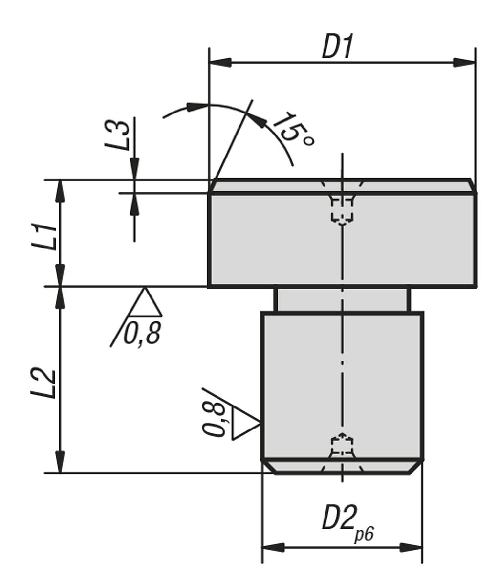 Kipp K0353.05 ZYLINDRISCHER POSITIONSSTIFT    BR, UNGESCHLIFFEN  D1=8,5, D - K0353 Zylindrische Positionsstifte ungeschliffen - Massblatt