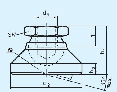 Halder 22590.0542 Gelenkteller M 10 x 150 Teller aus Thermoplast, Kugelelement mit Bolzen aus rostfreiem Stahl - EH 22590 Gelenkteller