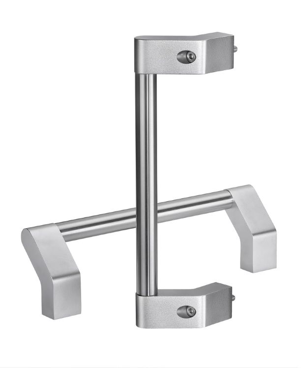 Leschhorn SM-25-R300-A4 Rohrgriff massiv A 300, Griffschenkel Edelstahl Feinguss 1.4408 gestrahlt und elektropoliert, Rohr Ø30 x1,5 Edelstahl 1.4404 feingeschliffen, rückseitigen Anschrauben - LE SM massive Edelstahlgriffe - seewasserbestaendig