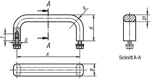 Kipp K0208.10005 BÜGELGRIFF, A=100, M5X10      EDELSTAHL, - KIPP K0208 Buegelgriffe Edelstahl