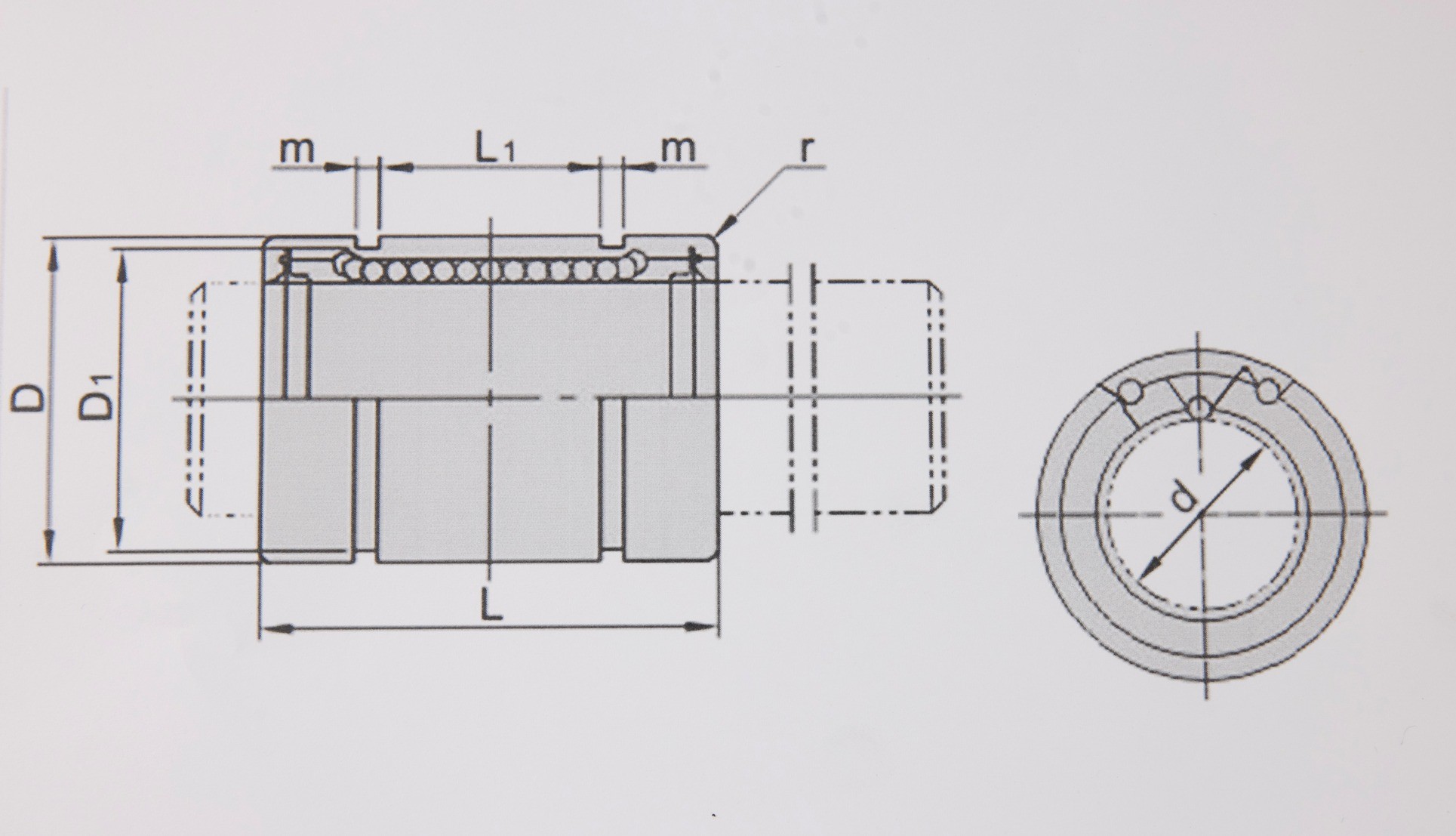 Leschhorn LELKLd10 Linearkugellager, Innendurchmesser (mm)=10, Gesamtlänge (mm)= 29, ohne Schmierfett, Stahl - Leschhorn Linearkugellager LELKL Massblat