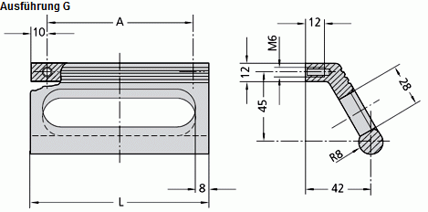 Leschhorn WP-12.G100.55   Aluminium Winkelprofil Griffe ALUprof® A 100,  titanfarben pulverbeschichtet - Leschhorn WP Winkelprofil Griffe ALUprof - Zeichnung Ausfuehrung G