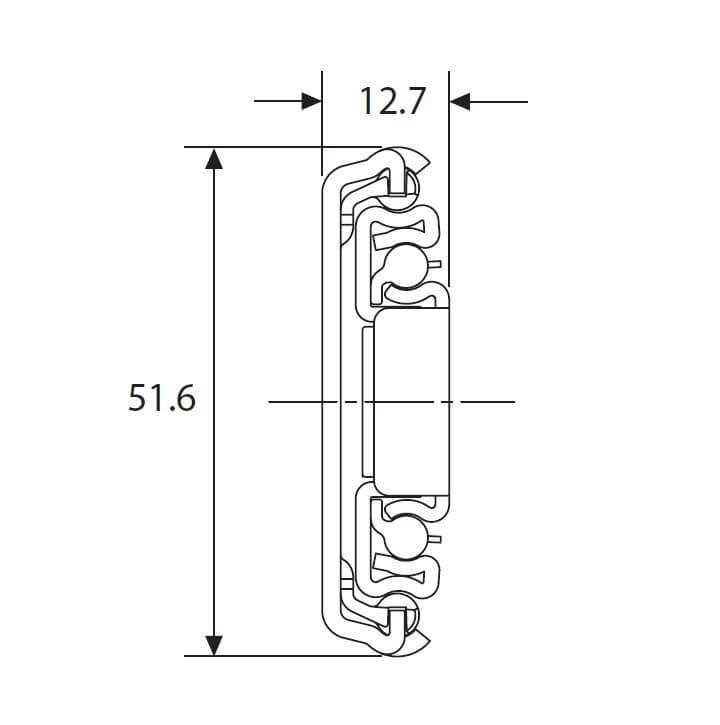 Accuride DS3557-0012 Edelstahl-Teleskopschienen mit Verriegelung in geöffneter Position, 100% Überauszug, 12,7x51,6, SL 305, TR330, 56kg - DS3557 Accuride Edelstahl-Teleskopschienen mit Verriegelung in geoeffneter Position - Profil