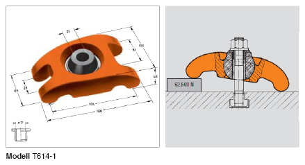 Leschhorn T614-0 Spannpratze CARVER Haltekraft 13000N - 80000N, Spannhöhe 0-45mm - T614-1 Spannpratze CARVER - Halterkraft -14000 lbs- 62kN - Max