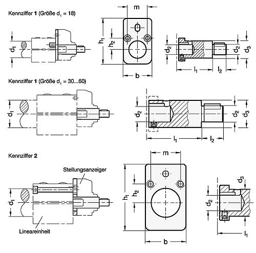 Ganter 491.1-50-12-2 Montage Sets für Stellungsanzeiger an Doppelrohr Lineareinheiten GN 491 / GN 492 - GN 491-1 Montage Sets fuer Stellungsanzeiger an Doppelrohr Lineareinheiten GN 491 - GN 492-Skizze