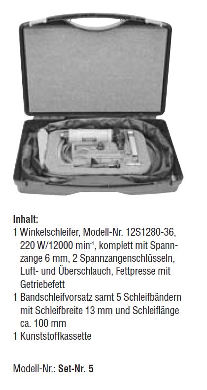 DESTACO SET-NR.1 Druckluft-Werkzeugset mit Kleinschleifer 12R0400-43, 70 W, 60000 min-1 - Datenblatt SET-Nr-5