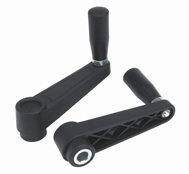 Leschhorn E221 Handkurbeln  L 219; R 180; Bohrung d1 D05; Kunststoff PA, schwarz, Gewindebuchse Messing - Boteco E221 Handkurbeln